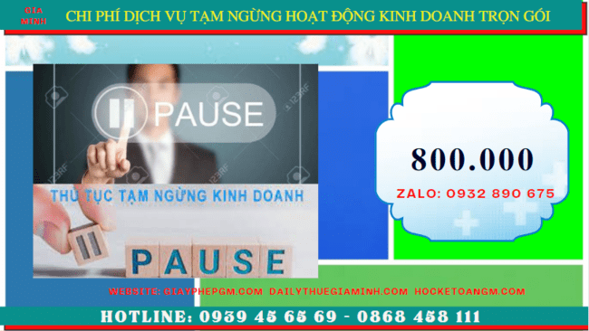 Chi phí thủ tục tạm ngừng kinh doanh công ty tại Bình Định