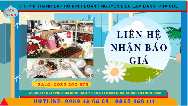 Thành lập hộ kinh doanh nguyên liệu làm bánh, pha chế tại khánh hòa 5 Chi phí dịch vụ thành lập hộ kinh doanh nguyên liệu làm bánh, pha chế Khánh Hòa