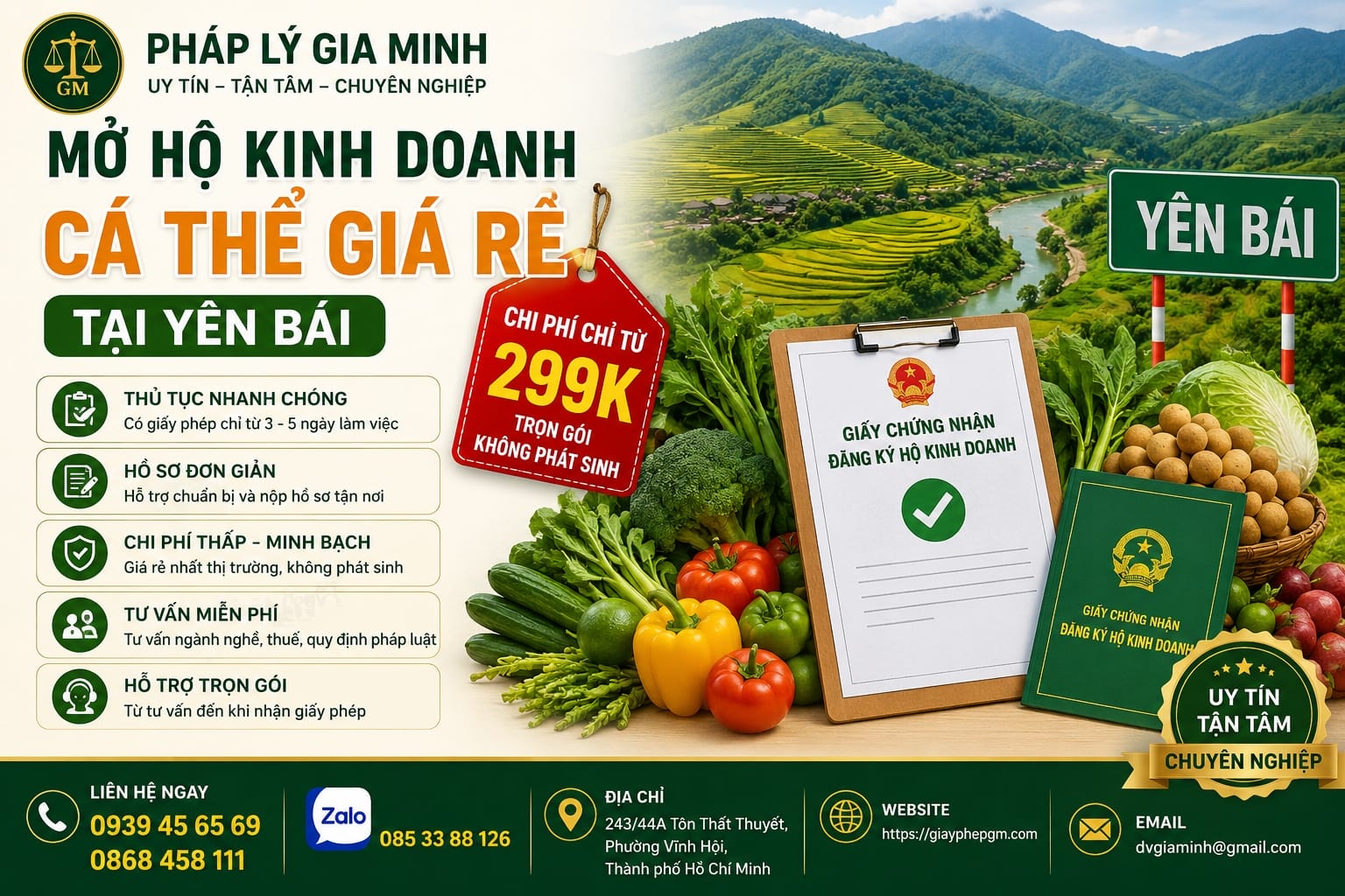 Mở hộ kinh doanh cá thể giá rẻ tại Yên Bái