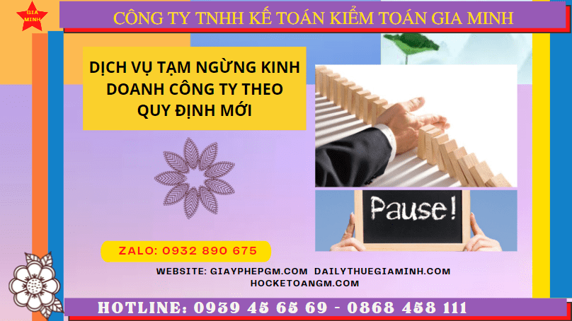Dịch vụ tạm ngừng kinh doanh công ty tại thành phố cần thơ theo quy định mới 5 Thủ tục tạm ngừng kinh doanh công ty tại thành phố Cần Thơ