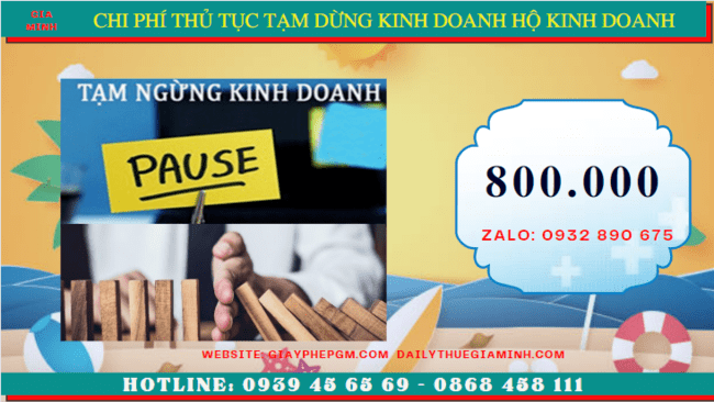 Thủ tục tạm dừng kinh doanh hộ kinh doanh tại Kon Tum 5 Chi phí tạm dừng kinh doanh hộ kinh doanh tại Kon Tum