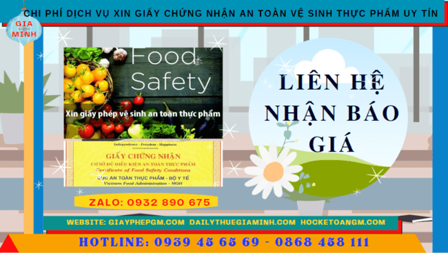DỊCH VỤ XIN GIẤY CHỨNG NHẬN AN TOÀN VỆ SINH THỰC PHẨM UY TÍN TẠI THỪA THIÊN HUẾ 12 Chi phí dịch xin cấp giấy chứng nhận an toàn vệ sinh thực phẩm tại Thừa Thiên Huế