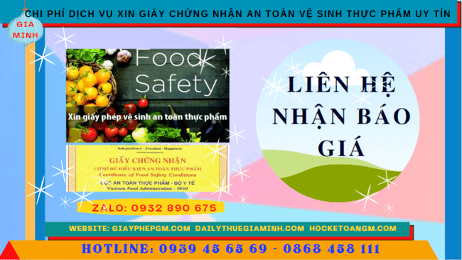 DỊCH VỤ XIN GIẤY CHỨNG NHẬN AN TOÀN VỆ SINH THỰC PHẨM UY TÍN TẠI HÀ NAM 12 Chi phí dịch xin cấp giấy chứng nhận an toàn vệ sinh thực phẩm tại Hà Nam