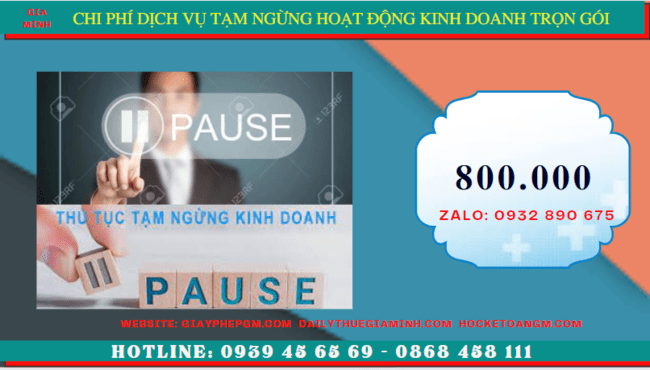 Dịch vụ tạm ngừng hoạt động kinh doanh trọn gói tại Hà Tĩnh 5 Chi phí thủ tục tạm ngừng kinh doanh công ty tại Hà Tĩnh