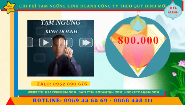 Dịch vụ tạm ngừng kinh doanh công ty tại Thành phố Phủ Lý theo quy định mới 5 Chi phí tạm ngừng kinh doanh công ty tại Thành phố Phủ Lý