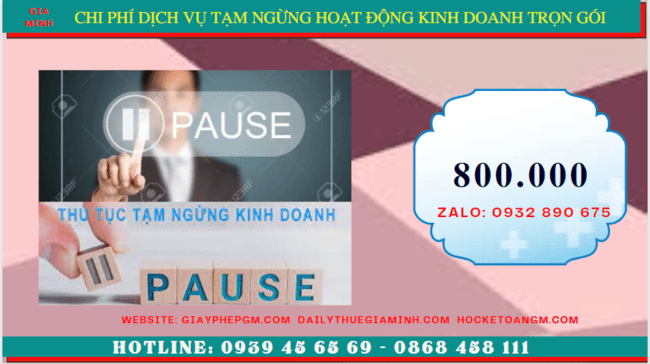Chi phí thủ tục tạm ngừng kinh doanh công ty tại Nghệ An