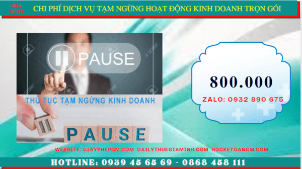 Chi phí thủ tục tạm ngừng kinh doanh công ty tại Quảng Trị