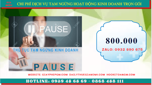Chi phí thủ tục tạm ngừng kinh doanh công ty tại Thanh Hóa