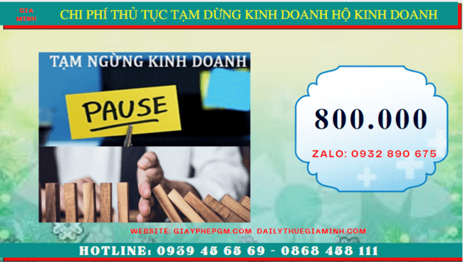 Chi phí Thủ tục tạm dừng kinh doanh hộ kinh doanh tại Quảng Trị