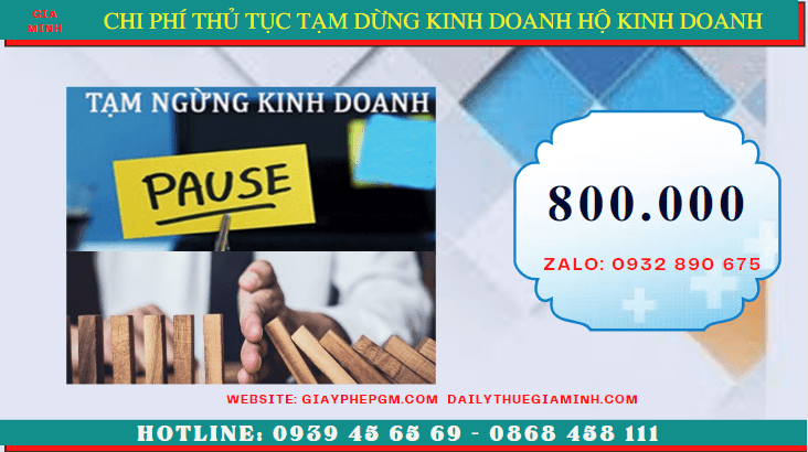 Chi phí tạm dừng kinh doanh hộ kinh doanh tại TT Huế