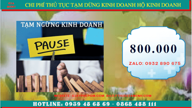 Thủ tục tạm dừng kinh doanh hộ kinh doanh tại Hà Nam 5 Chi phí Thủ tục tạm dừng kinh doanh hộ kinh doanh tại Hà Nam