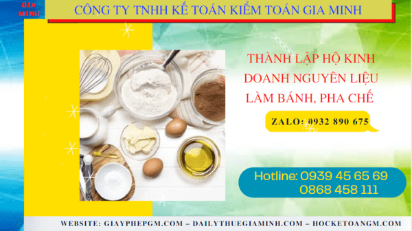 Hồ sơ thành lập hộ kinh doanh nguyên liệu làm bánh, pha chế gồm những gì tại Nghệ An