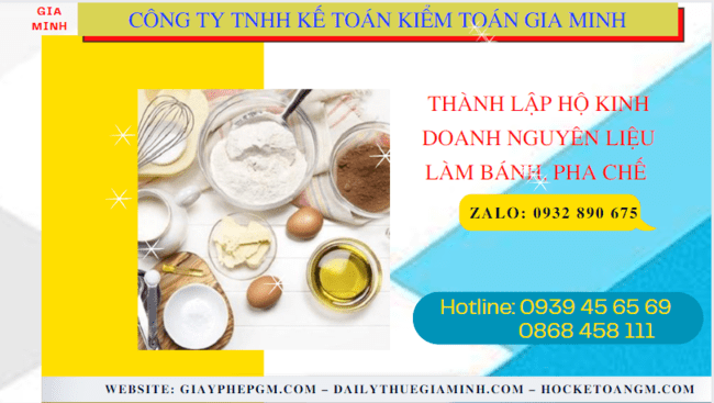 Thành lập hộ kinh doanh nguyên liệu làm bánh, pha chế tại quảng bình 6 Hồ sơ thành lập hộ kinh doanh nguyên liệu làm bánh, pha chế gồm những gì tại Quảng Bình