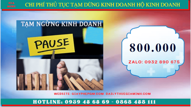 Thủ tục tạm dừng kinh doanh hộ kinh doanh tại Nam Định 5 Chi phí tạm dừng kinh doanh hộ kinh doanh tại Nam Định
