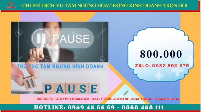 Chi phí thủ tục tạm ngừng kinh doanh công ty tại Ninh Bình