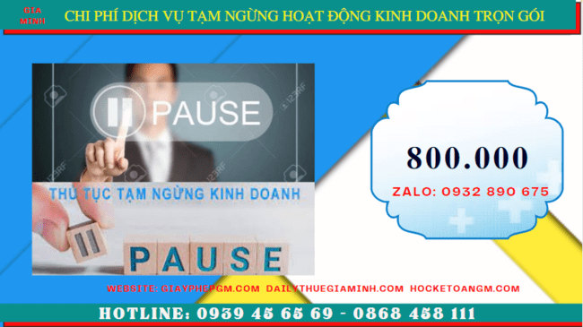 Chi phí thủ tục tạm ngừng kinh doanh công ty tại Thái Bình