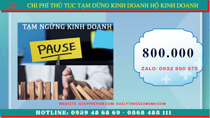 Thủ tục tạm dừng kinh doanh hộ kinh doanh tại Thành phố Hưng Yên 5 Chi phí tạm dừng kinh doanh hộ kinh doanh tại Thành Phố Hưng Yên