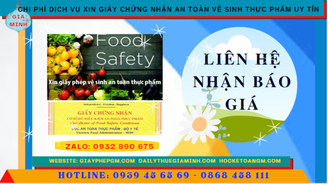 Dịch vụ xin giấy chứng nhận an toàn vệ sinh thực phẩm uy tín tại thái bình 12 Chi phí dịch xin cấp giấy chứng nhận an toàn vệ sinh thực phẩm tại Thái Bình