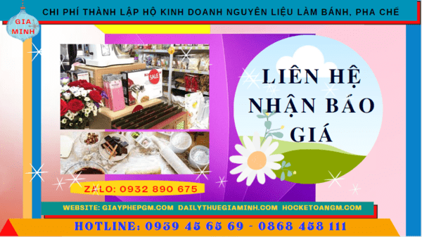 Thành lập hộ kinh doanh nguyên liệu làm bánh, pha chế tại phú yên 5 Chi phí dịch vụ thành lập hộ kinh doanh nguyên liệu làm bánh, pha chế Phú Yên
