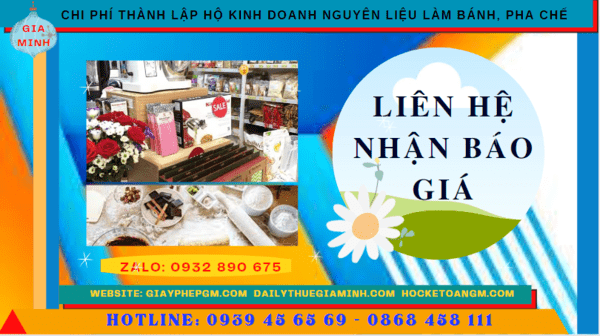 Thành lập hộ kinh doanh nguyên liệu làm bánh, pha chế tại hà tĩnh 5 Chi phí dịch vụ thành lập hộ kinh doanh nguyên liệu làm bánh, pha chế Hà Tĩnh