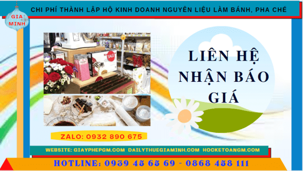 Thành lập hộ kinh doanh nguyên liệu làm bánh, pha chế tại quảng trị 5 Chi phí dịch vụ thành lập hộ kinh doanh nguyên liệu làm bánh, pha chế Quảng Trị
