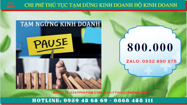 Thủ tục tạm dừng kinh doanh hộ kinh doanh tại Lào Cai 5 Chi phí tạm dừng kinh doanh hộ kinh doanh tại Lào Cai