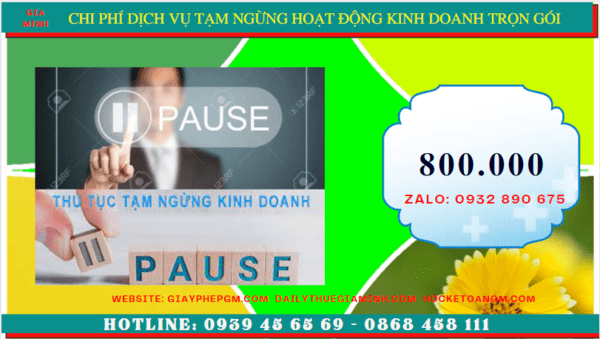 Chi phí thủ tục tạm ngừng kinh doanh công ty tại Vĩnh Phúc