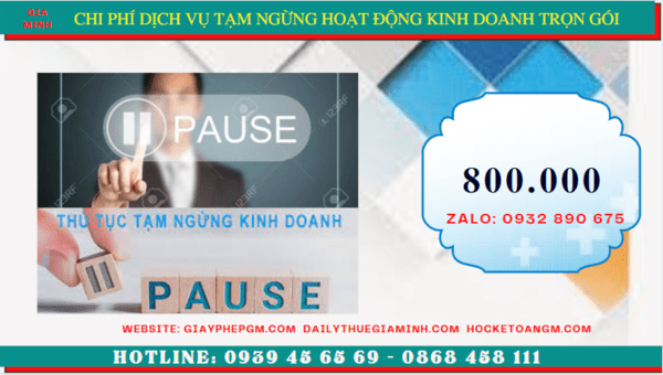 Chi phí thủ tục tạm ngừng kinh doanh công ty tại Bắc Giang