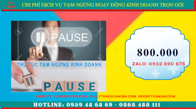 Chi phí thủ tục tạm ngừng kinh doanh công ty tại Bắc Cạn