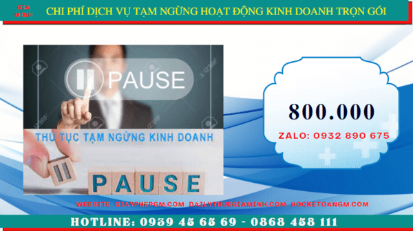 Chi phí thủ tục tạm ngừng kinh doanh công ty tại Cao Bằng