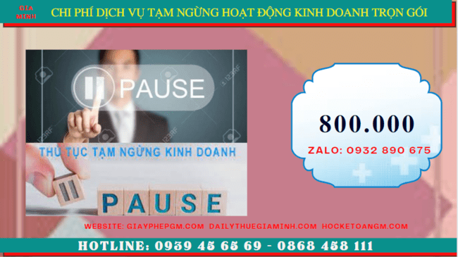 Chi phí thủ tục tạm ngừng kinh doanh công ty tại Phú Thọ