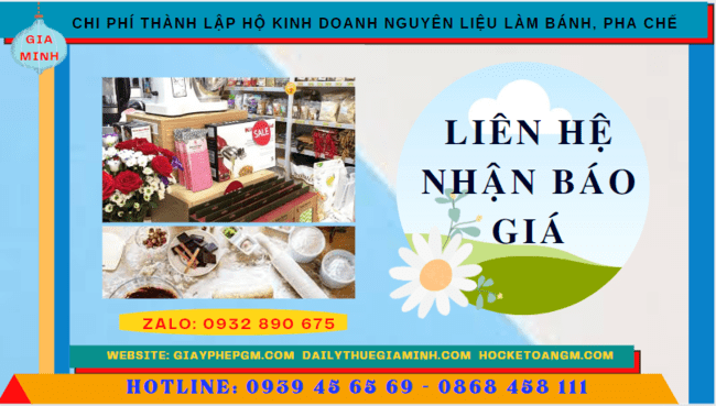 Thành lập hộ kinh doanh nguyên liệu làm bánh, pha chế tại huế 5 Chi phí dịch vụ thành lập hộ kinh doanh nguyên liệu làm bánh, pha chế Huế