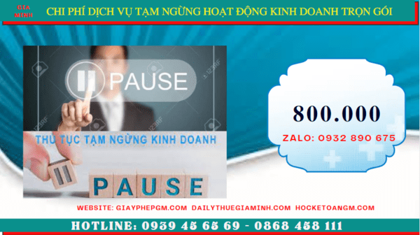 Chi phí thủ tục tạm ngừng kinh doanh công ty tại Thái Nguyên