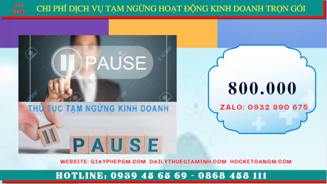 Chi phí thủ tục tạm ngừng kinh doanh công ty tại Tuyên Quang