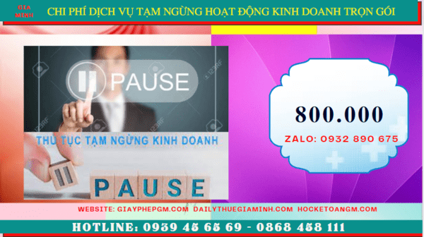 Chi phí thủ tục tạm ngừng kinh doanh công ty tại Lai Châu