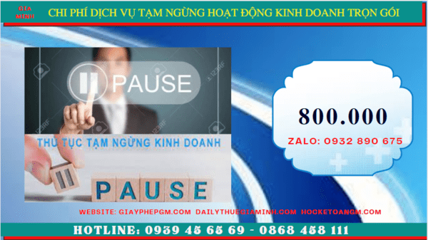 Dịch vụ tạm ngừng hoạt động kinh doanh trọn gói tại Sơn La 5 Chi phí thủ tục tạm ngừng kinh doanh công ty tại Sơn La