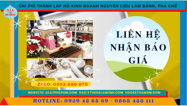 Thành lập hộ kinh doanh nguyên liệu làm bánh, pha chế tại hà nam 5 Chi phí dịch vụ thành lập hộ kinh doanh nguyên liệu làm bánh, pha chế Hà Nam