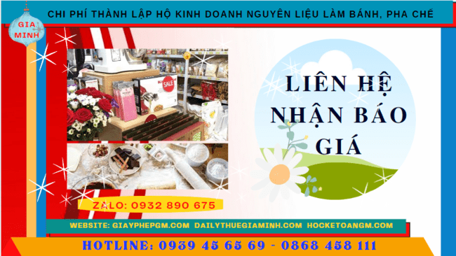 Thành lập hộ kinh doanh nguyên liệu làm bánh, pha chế tại hải dương 5 Chi phí dịch vụ thành lập hộ kinh doanh nguyên liệu làm bánh, pha chế Hải Dương