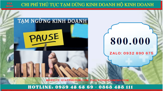 Thủ tục tạm dừng kinh doanh hộ kinh doanh tại Nha Trang 5 Chi phí Thủ tục tạm dừng kinh doanh hộ kinh doanh tại Nha Trang