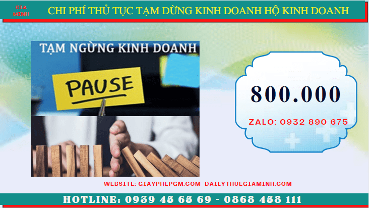 Thủ tục tạm dừng kinh doanh hộ kinh doanh tại Bắc Giang 5 Chi phí tạm dừng kinh doanh hộ kinh doanh tại Bắc Giang