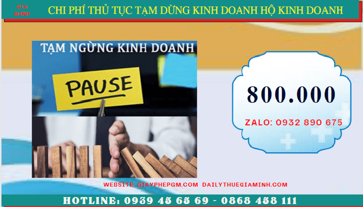 Thủ tục tạm dừng kinh doanh hộ kinh doanh tại Vĩnh Phúc 5 Chi phí tạm dừng kinh doanh hộ kinh doanh tại Vĩnh Phúc