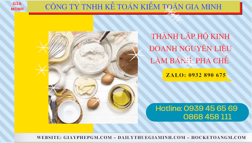 Thành lập hộ kinh doanh nguyên liệu làm bánh, pha chế tại Thái Nguyên 6 Hồ sơ thành lập hộ kinh doanh nguyên liệu làm bánh, pha chế gồm những gì tại Thái Nguyên