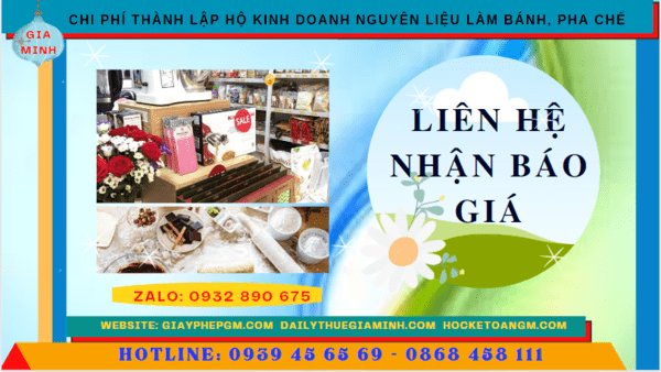 Thành lập hộ kinh doanh nguyên liệu làm bánh, pha chế tại nam định 5 Chi phí dịch vụ thành lập hộ kinh doanh nguyên liệu làm bánh, pha chế Nam Định