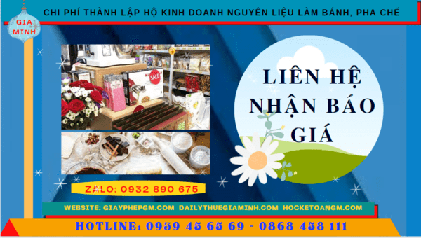 Thành lập hộ kinh doanh nguyên liệu làm bánh, pha chế tại ninh bình 5 Chi phí dịch vụ thành lập hộ kinh doanh nguyên liệu làm bánh, pha chế Ninh Bình