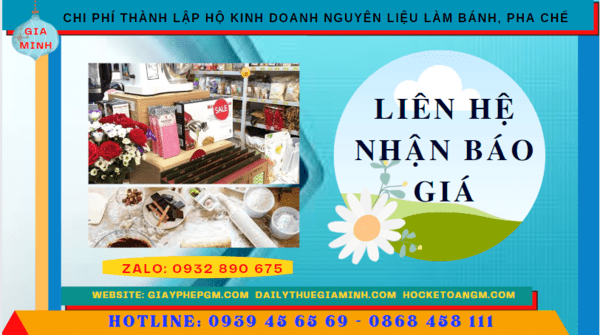 Thành lập hộ kinh doanh nguyên liệu làm bánh, pha chế tại thái bình 5 Chi phí dịch vụ thành lập hộ kinh doanh nguyên liệu làm bánh, pha chế Thái Bình