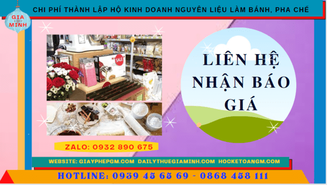 Thành lập hộ kinh doanh nguyên liệu làm bánh, pha chế tại vĩnh phúc 5 Chi phí dịch vụ thành lập hộ kinh doanh nguyên liệu làm bánh, pha chế Vĩnh Phúc