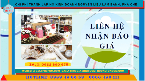 Thành lập hộ kinh doanh nguyên liệu làm bánh, pha chế tại bắc giang 5 Chi phí dịch vụ thành lập hộ kinh doanh nguyên liệu làm bánh, pha chế Bắc Giang