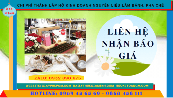 Thành lập hộ kinh doanh nguyên liệu làm bánh, pha chế tại cao bằng 5 Chi phí dịch vụ thành lập hộ kinh doanh nguyên liệu làm bánh, pha chế Cao Bằng