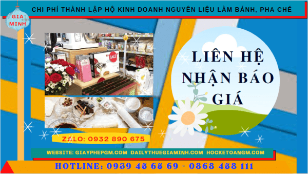 Thành lập hộ kinh doanh nguyên liệu làm bánh, pha chế tại quảng ninh 5 Chi phí dịch vụ thành lập hộ kinh doanh nguyên liệu làm bánh, pha chế Quảng Ninh