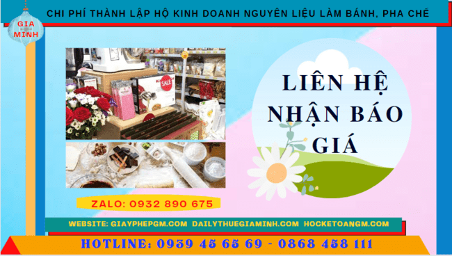 Thành lập hộ kinh doanh nguyên liệu làm bánh, pha chế tại Thái Nguyên 5 Chi phí dịch vụ thành lập hộ kinh doanh nguyên liệu làm bánh, pha chế Thái Nguyên
